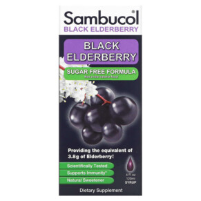 Sambucol Black Elderberry Syrup Sugar Free Formula 4 fl oz (120 ml) 896116001136