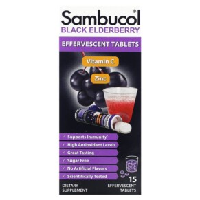 Sambucol Black Elderberry + Vitamin C & Zinc 15 Effervescent Tablets 896116001297