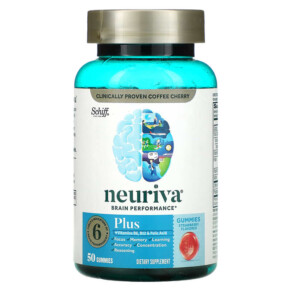 Schiff Neuriva Brain Performance Plus Vitamins B6 B12 and Folic Acid Strawberry 50 Gummies 647865195023