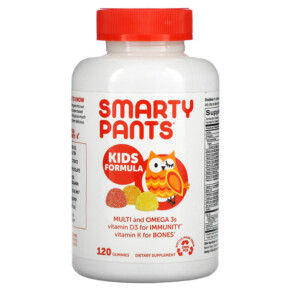 SmartyPants Kids Formula Multi and Omega 3s Strawberry Banana Orange and Lemon 120 Gummies 851356004019