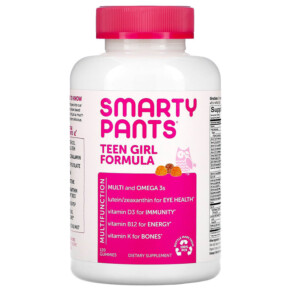 SmartyPants Teen Girl Formula Lemon Lime Mixed Berry and Orange 120 Gummies 817053020653