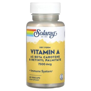Solaray Dry Form Vitamin A 7.500 mcg 60 VegCaps 076280041309