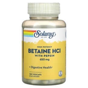 Solaray High Potency Betaine HCL with Pepsin 650 mg 100 VegCaps 076280048148