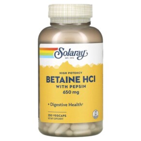Solaray High Potency Betaine HCL with Pepsin 650 mg 250 VegCaps 076280048155