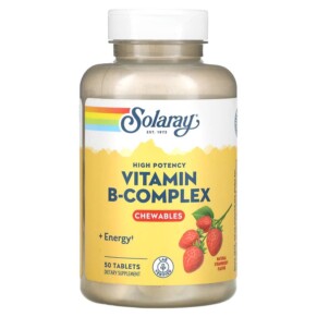 Solaray High Potency Vitamin B-Complex Chewable Natural Strawberry 50 Tablets 076280042658