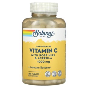 Solaray Timed Release Vitamin C with Rose Hips & Acerola 1.000 mg 250 Tablets 076280044546