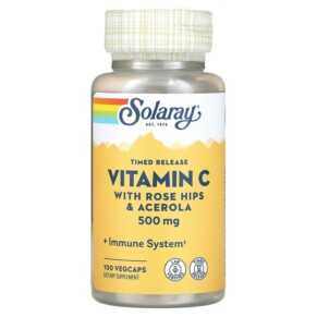 Solaray Timed Release Vitamin C with Rose Hips & Acerola 500 mg 100 VegCaps 076280044003
