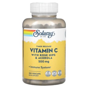 Solaray Timed Release Vitamin C with Rose Hips & Acerola 500 mg 250 VegCaps 076280044010