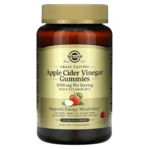 Solgar Apple Cider Vinegar Gummies Raspberry Pomegranate 500 mg 50 Liquid Gummies 033984007109