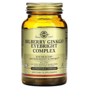 Solgar Bilberry Ginkgo Eyebright Complex 60 Vegetable Capsules 033984003156
