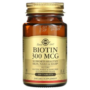Solgar Biotin 300 mcg 100 Tablets 033984002807