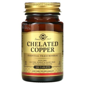 Solgar Chelated Copper 100 Tablets 033984006409