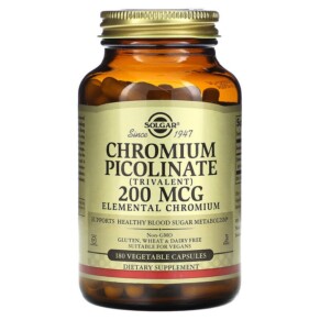 Solgar Chromium Picolinate 200 mcg 180 Vegetable Capsules 033984008670