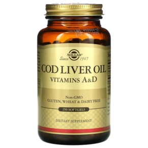 Solgar Cod Liver Oil Vitamins A & D 250 Softgels 033984009417