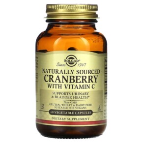 Solgar Cranberry with Vitamin C Naturally Sourced 60 Vegetable Capsules 033984009554