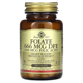 Solgar Folate 400 mcg 250 Tablets 033984010819