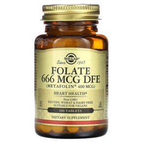 Solgar Folate 666 mcg DFE 100 Tablets 033984019416