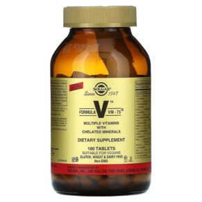 Solgar Formula V VM-75 Multiple Vitamins with Chelated Minerals 180 Tablets 033984011830