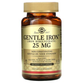 Solgar Gentle Iron 25 mg 180 Vegetable Capsules 033984012509