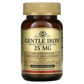 Solgar Gentle Iron 25 mg 90 Vegetable Capsules 033984012493