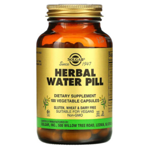 Solgar Herbal Water Pill 100 Vegetable Capsules 033984039476