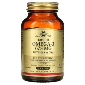 Solgar Kosher Omega-3 with EPA & DHA 675 mg 50 Softgels 033984005396