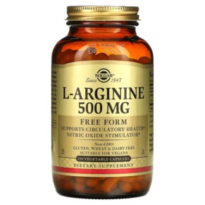 Solgar L-Arginine Free Form 500 mg 250 Vegetable Capsules 033984001428