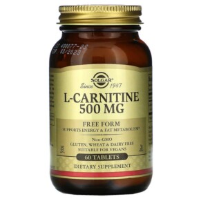 Solgar L-Carnitine Free Form 500 mg 60 Tablets 033984005716