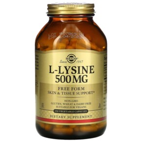 Solgar L-Lysine Free Form 500 mg 250 Vegetable Capsules 033984016828