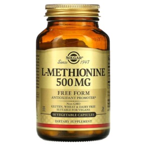 Solgar L-Methionine 500 mg 90 Vegetable Capsules 033984017542