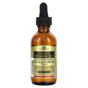 Solgar Liquid Vitamin D3 Natural Orange 125 mcg (5.000 IU) 2 fl oz (59 ml) 033984320482