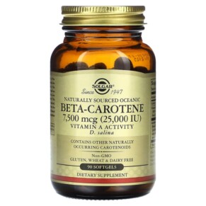 Solgar Naturally Sourced Oceanic Beta-Carotene 7.500 mcg (25.000 IU) 90 Softgels 033984020313