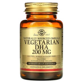 Solgar Naturally Sourced Omega-3 Vegetarian DHA 200 mg 50 Vegetarian Softgels 033984348455