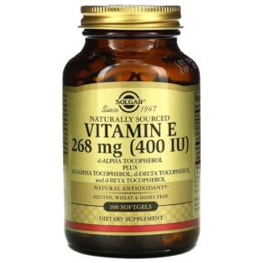 Solgar Naturally Sourced Vitamin E 268 mg (400 IU) 100 Softgels 033984035416