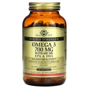 Solgar Omega-3 EPA & DHA Double Strength 700 mg 120 Softgels 033984020535
