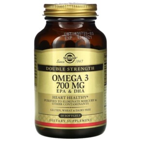 Solgar Omega-3 EPA & DHA Double Strength 700 mg 60 Softgels 033984020511