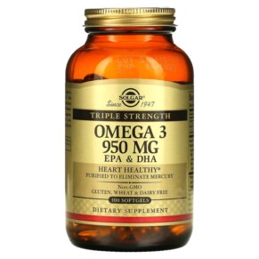 Solgar Omega 3 EPA & DHA Triple Strength 950 mg 100 Softgels 033984020580