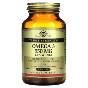 Solgar Omega-3 EPA & DHA Triple Strength 950 mg 50 Softgels 033984020573