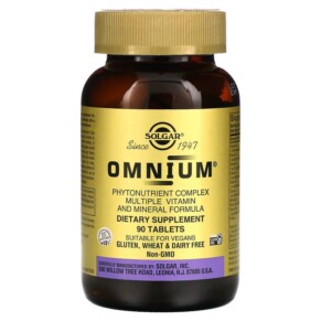 Solgar Omnium Phytonutrient Complex Multiple Vitamin and Mineral Formula 90 Tablets 033984020672