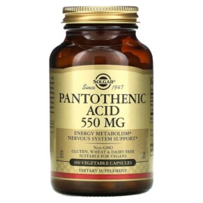 Solgar Pantothenic Acid 550 mg 100 Vegetable Capsules 033984021716