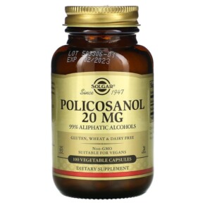 Solgar Policosanol 20 mg 100 Vegetable Capsules 033984022515