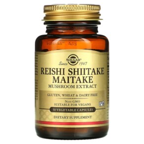 Solgar Reishi Shiitake Maitake Mushroom Extract 50 Vegetable Capsules 033984023277