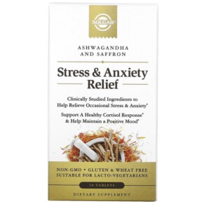 Solgar Stress & Anxiety Relief Ashwagandha and Saffron 30 Tablets 033984005532