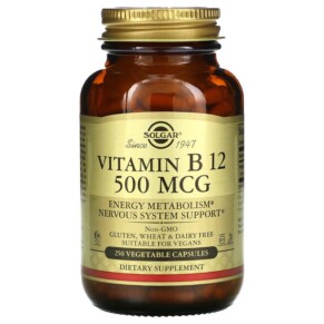 Solgar Vitamin B12 500 mcg 250 Vegetable Capsules 033984032118