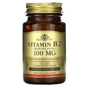 Solgar Vitamin B2 (Riboflavin) 100 mg 100 Vegetable Capsules 033984030503