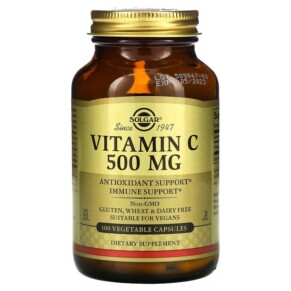 Solgar Vitamin C 500 mg 100 Vegetable Capsules 033984032606