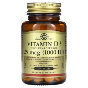 Solgar Vitamin D3 25 mcg (1.000 IU) 180 Tablets 033984033115