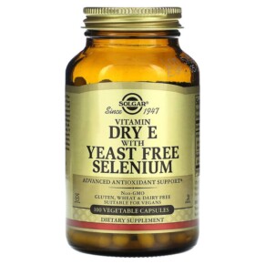 Solgar Vitamin Dry E with Yeast Free Selenium 100 Vegetable Capsules 033984033511