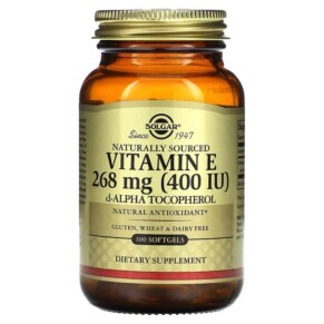 Solgar Vitamin E Naturally Sourced 268 mg (400 IU) 100 Softgels 033984035218