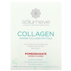 Solumeve Collagen Peptides Plus Vitamin C & Hyaluronic Acid Pomegranate 30 Packets 0.18 oz (5.15 g) Each 898220013166